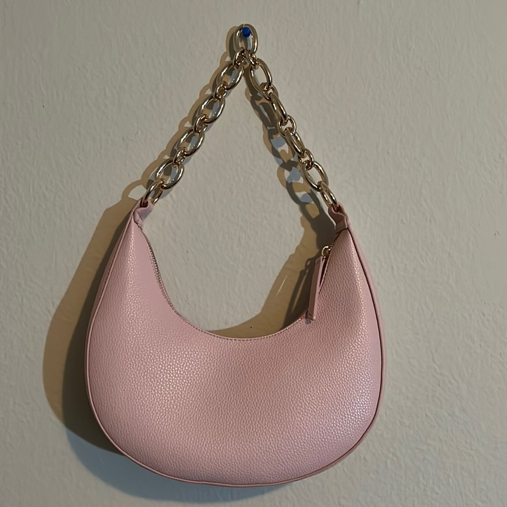 Pink purse with gold chain